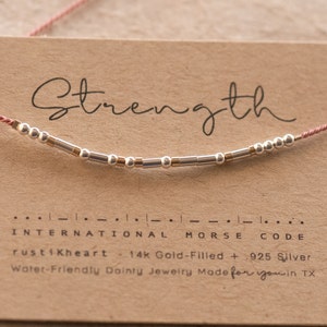 Strength Morse Code Bracelet | Pink Cord or Other Strong Morse Code Words | Ships Faster | Warrior Bracelet | Fighter Gift