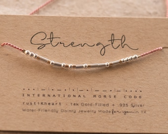 Strength Morse Code Bracelet | Pink Cord or Other Strong Morse Code Words | Ships Faster | Warrior Bracelet | Fighter Gift