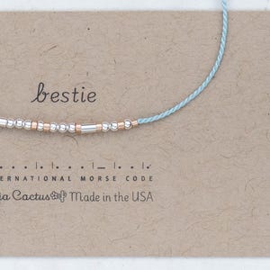 Custom Morse Code Bracelet, Silver & Rose Gold Beads, Friendship Jewelry