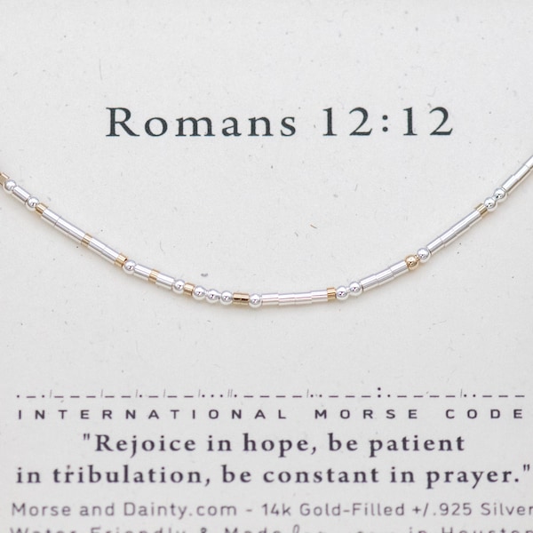 Bible Verse Morse Code Bracelet, Romans 12:12 or Any Custom Bible Verse. Motivational Scripture for Encouragement - Romans 12 12 or any