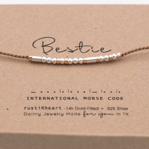 Best Friend Gift Morse Code Bracelet, Ships Out Next Day. Bestie Friendship Bracelet or Other Word. Top Birthday Gifts By MorseandDainty image 1