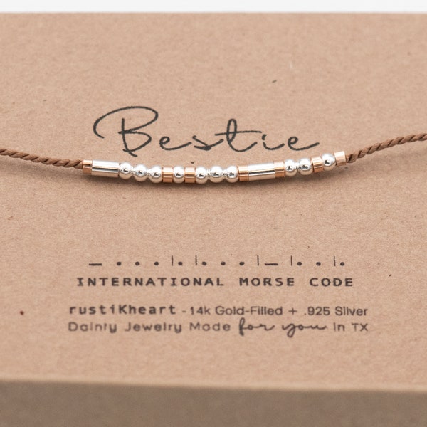 Best Friend Gift    Morse Code Bracelet, Ships Out Next Day. Bestie Friendship Bracelet or Other Word. Top Birthday Gifts By MorseandDainty