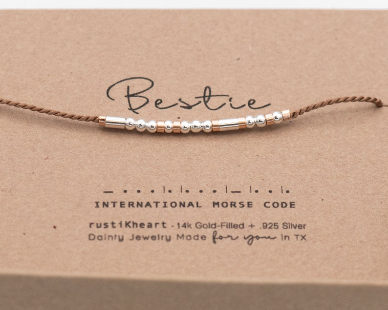 Best Friend Gift Morse Code Bracelet, Ships Out Next Day. Bestie Friendship Bracelet or Other Word. Top Birthday Gifts By MorseandDainty image 1