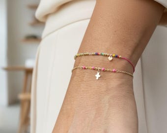 Morse Friendship Bracelet, Gold Beads, Heart Charm, Proverbs 27:9