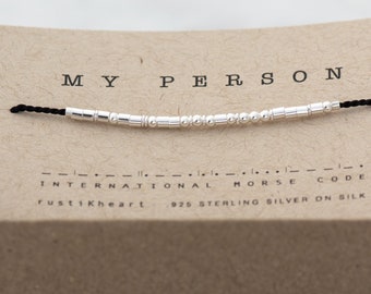 Boyfriend Gift - Morse Code Bracelet  - Valentines Day Gift My Person Morse Code - Manly Gift Bracelet Dainty Thin String Bracelet for Guys