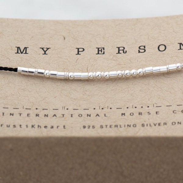 Boyfriend Gift - Morse Code Bracelet  - Valentines Day Gift My Person Morse Code - Manly Gift Bracelet Dainty Thin String Bracelet for Guys