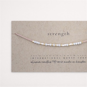 Personalized Sterling Silver Morse Code Bracelet: Hidden Message Gift. On Cord, Gold-Filled Spacers.
