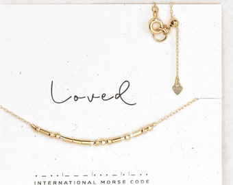 Custom Gold Filled Morse Code Necklace, Personalized Word