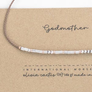 Pulsera Madrina con Código Morse: Oro Rosa y Plata, Regalo Ajustable