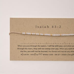 Isaiah 43:2 Morse Code Bracelet - I Will Be With You Verse, Silver Adjustable Gift