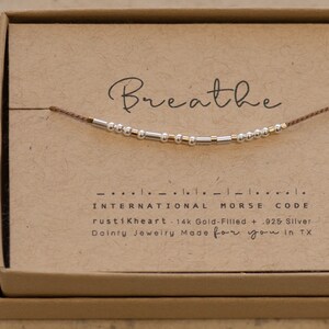Pulsera de hilo con código Morse o pulsera de plata personalizada con código Morse. Regalos de ánimo como: pronta recuperación, afirmación, para el duelo y motivación. imagen 5
