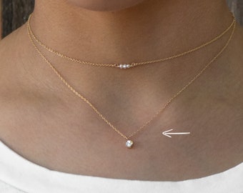 Sliding CZ Drop Charm - Size Comparable to .25 Ct - Chain Necklace - Med Stone Size (Smaller than our Nasreen Necklace Stone)