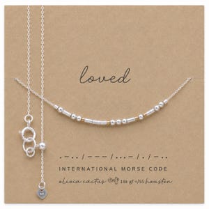 Custom Sterling Silver Morse Code Necklace, Hidden Message, Loved or Personalized Birthday Gift
