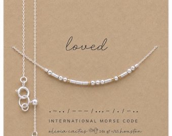 Custom Sterling Silver Morse Code Necklace, Hidden Message, Loved or Personalized Birthday Gift