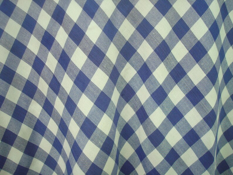 Blue White Fabric Vintage Natural Fabric Medium Check Etsy