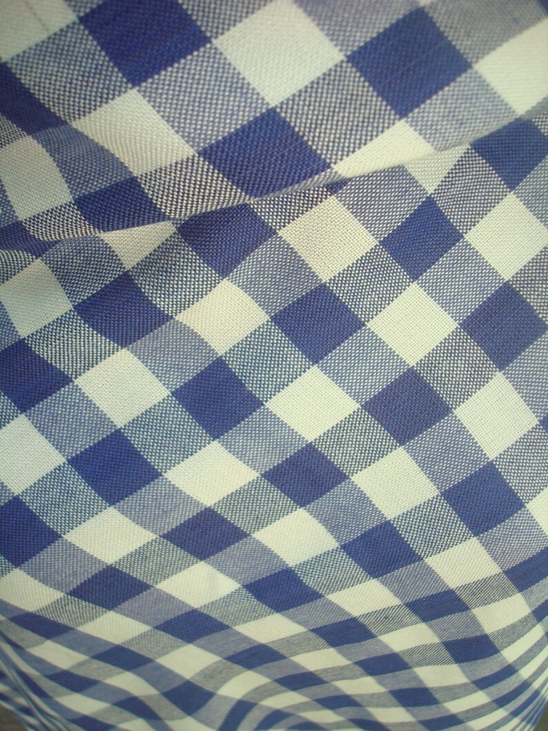 Blue White Fabric Vintage Natural Fabric Medium Check Etsy