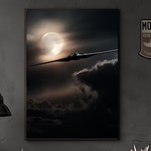 B2 Stealth Bomber Poster, Unframed Military Airplane At Night Flight Gift for USAF Air Force Memorabilia MAGA,  B2 Bomber, Pilot gift