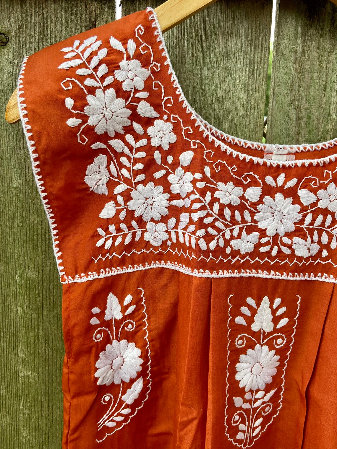 Mexican Dress Puebla Mini Dress UT Dress Burnt Orange - Etsy