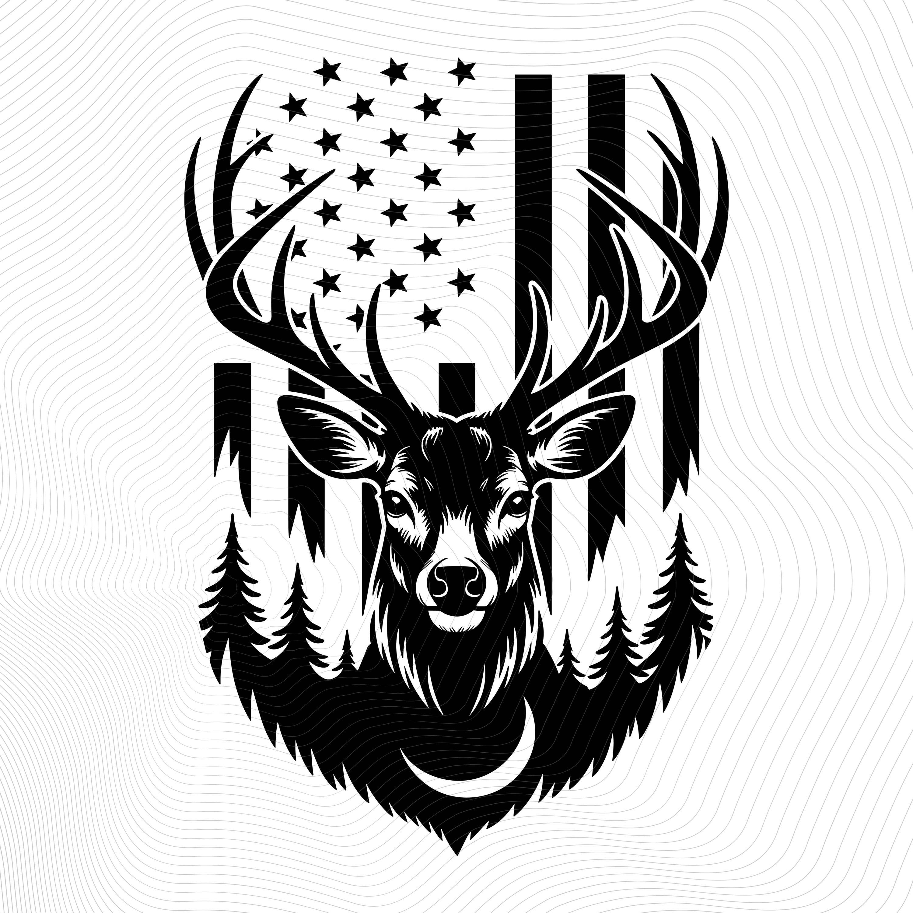 Camellia Print Whitetail Deer Window Decals – Small Vinyl Stickers, Black, Waterproof