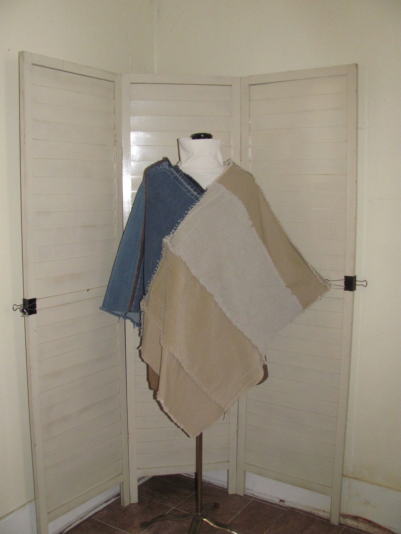 Denim and Corduroy Poncho one size fits most