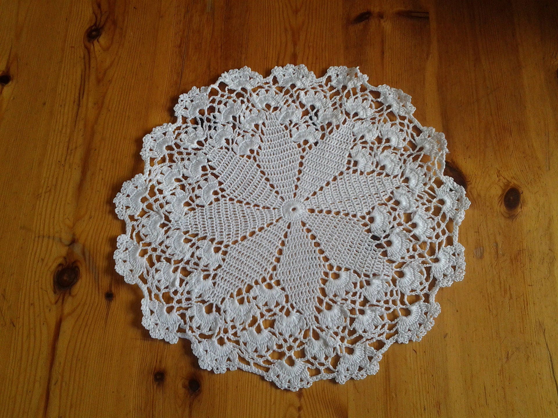 Napperon Crocheté à La Main en Coton Blanc, Motif Étoile