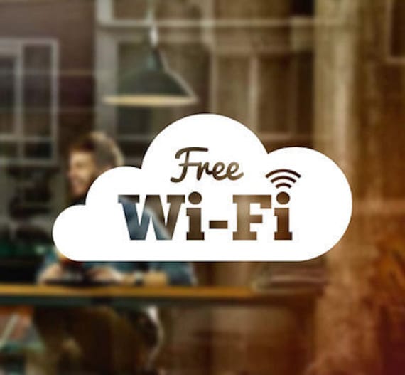 Free WIFI Cup Window Sign Vinyl Sticker Graphics Cafe Shop Salon Bar Restaurant by Wall4stickers