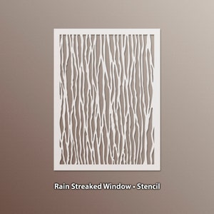 May include: White stencil with a rain streaked window design. The stencil is for crafting and decorating.