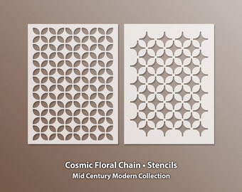 Cosmic Floral Chain Stencil, Mid Century Modern Design Collection