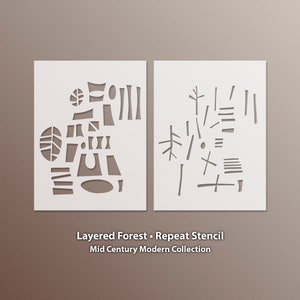 Layered Forest, Repeat Stencil, Mid Century Modern Design Collection