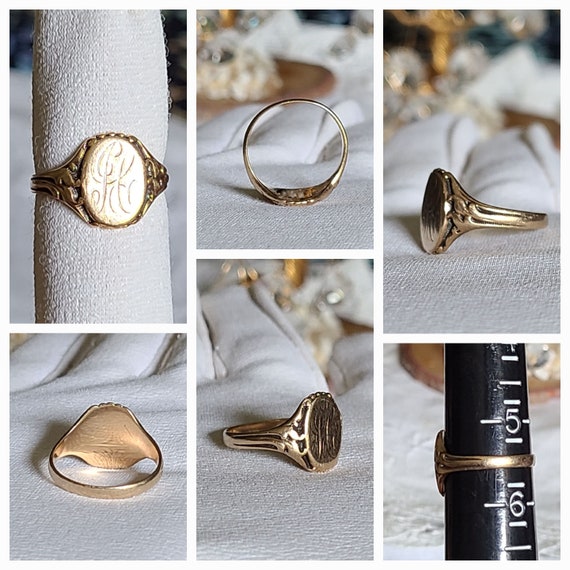 Art Nouveau Signet Ring 14K Yellow Gold - image 5