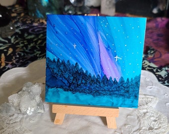 Sacred Space Art Mini Aurora Borealis Cosmic Sky One of a Kind