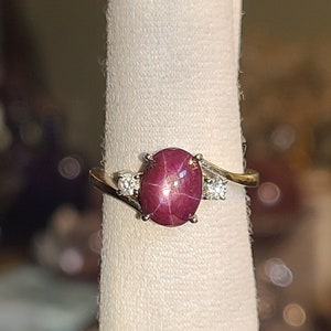 Celestial Ruby Star Sapphire Ring Sterling Silver