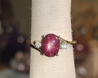 Celestial Ruby Star Sapphire Ring Sterling Silver