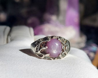Vintage Lavender Ruby Star Ring Sterling Silver Gothic