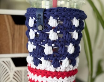 Patriotic Crochet Cup Cozy – Perfect for Summer Celebrations