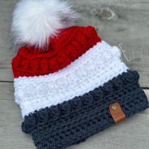 FINISHED PRODUCT | Red White and Blue Hat | Adult Winter Hat | Patriotic Beanie