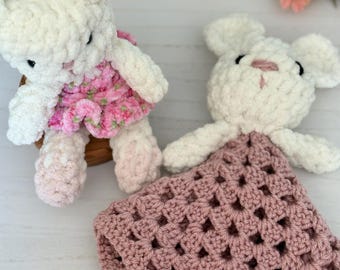 Mini Crochet Animal Lovey & Plush — Handmade Stuffed Animal Security Blanket or Plushie - mouse