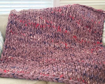 Purple Marble Throw Blanket | Knit Blanket