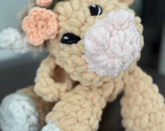 Crochet Highland Cow Plush – Handmade Soft Farm Stuffed Animal