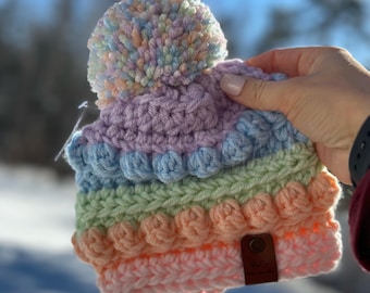 Pastel Rainbow Stripe Beanie