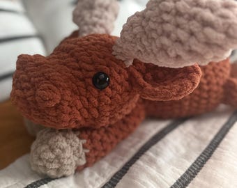 Weighted Crochet Moose Plush | Handmade Stuffed Moose | Woodland Nursery Decor | Soft Plush Gift | Ready to Ship