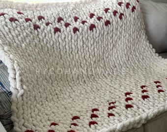Heart Throw Blanket | Knit Blanket | Red Heart Blanket
