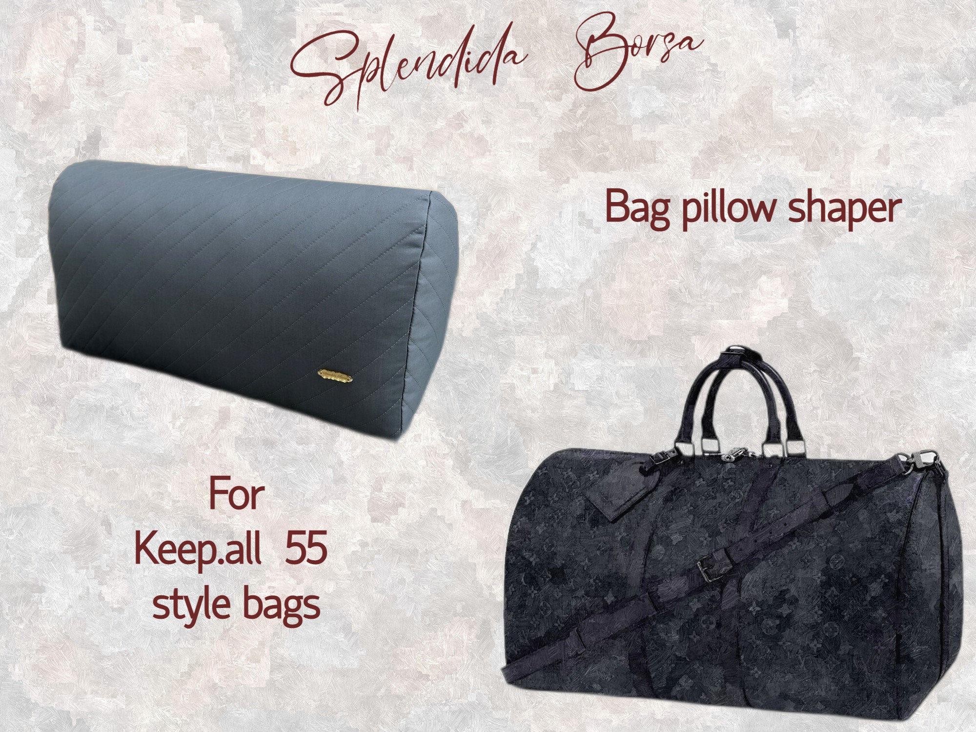 Satin Pillow Luxury Bag Shaper in Black For Louis Vuitton's Keepall Luggage  Bags