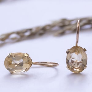 Citrine Earrings, 14K Gold Earrings Dangle, Citrine Drop Earrings, Gemstone Oval Earrings, Classic Earrings, Yellow Earrings, Fine Jewelry