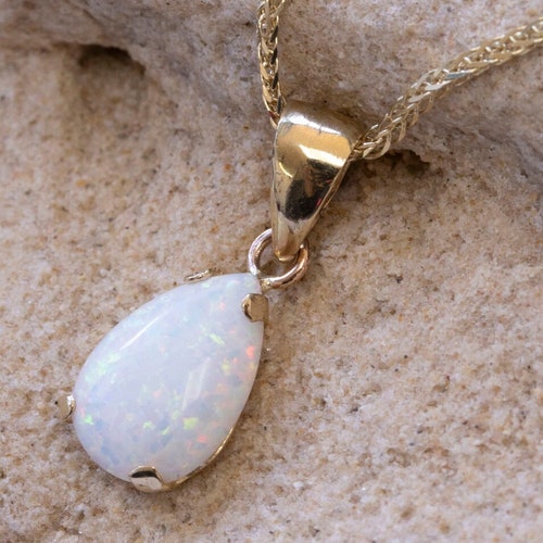 Genuine White Opal Necklace Beautiful Opal Pendant October - Etsy Australia