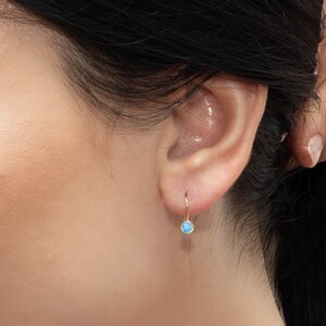 Opal Earrings Gold, Dangle Earrings, Gemstone Earrings, Gold Drop Earrings, Drop Opal Earrings, October Birthstone, Real Gold Jewelry, 14K image 2