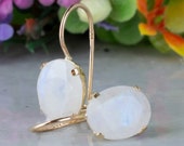 Moonstone Earrings, Vintage Earrings, Wedding Earrings, 14K Gold Jewelry, Dainty Earrings, Gold Earrings, Dangle Earrings, Handmade Jewelry