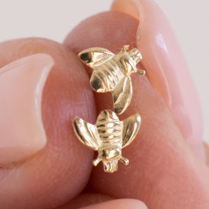 14K Gold Honey bee Earrings, Bees jewelry, Bee jewelry, Gold bee stud earrings, Honey bee jewelry, Bumble bee, gold studs, Dainty earrings