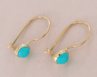 Turquoise Earrings, Gold Turquoise Drop Earrings, Gold Drop Earrings, Solid Gold, Turquoise Jewelry, December Birthstone, Girls Earrings