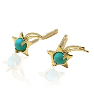 Star Stud Earrings, 14K Gold Stud Earrings, Turquoise Earrings, Turquoise Jewelry, December Birthstone, Dainty Earrings, Personalized Gift